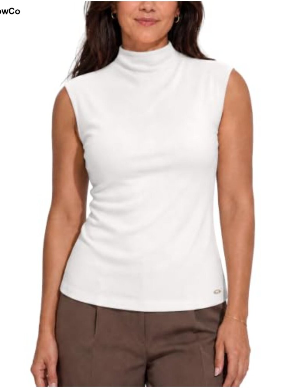 Zengjo Womens Mock Neck Sleeveless Ribbed Knit Fitted Dressy Tank Top